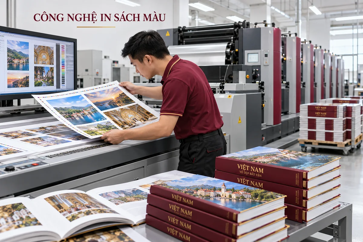 In sách màu giá rẻ, chất lượng cao tại Công Ty In Ấn Ánh Dương 1 Công nghệ và thiết bị hiện đại cho in sách màu giá rẻ – ảnh chụp thực tế