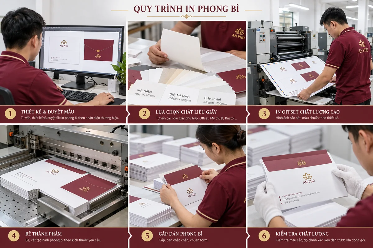 Hướng dẫn in phong bì Facebook độc đáo và sáng tạo nhất 2026 2 Quy trình in phong bì Facebook chuyên nghiệp – ảnh chụp thực tế