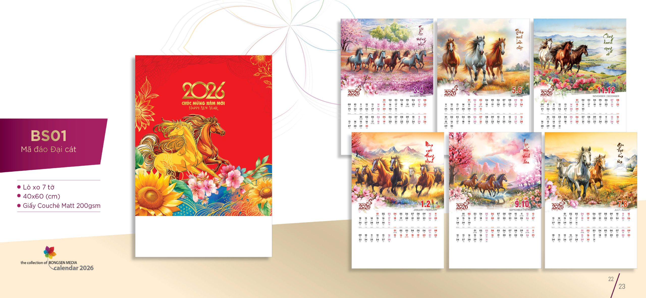 20+ mẫu in lịch Tết 2026 đẹp, sang trọng, hợp phong thủy 4 CATALOGUE BONGSEN CALENDAR 2026 13 scaled