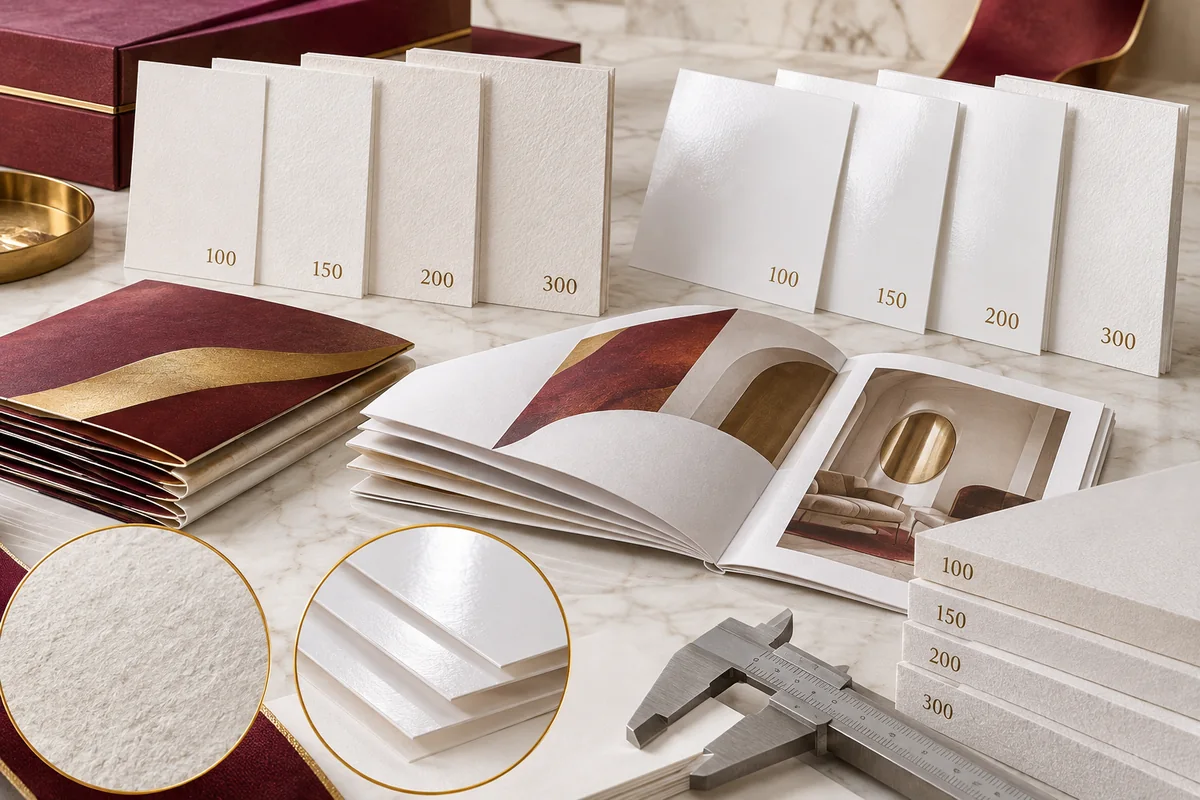 Kinh Nghiệm Chọn Giấy In Catalogue Đẹp, Giá Tốt Nhất 2026 3 Các mẫu giấy catalogue 100 150 200 và 300 GSM