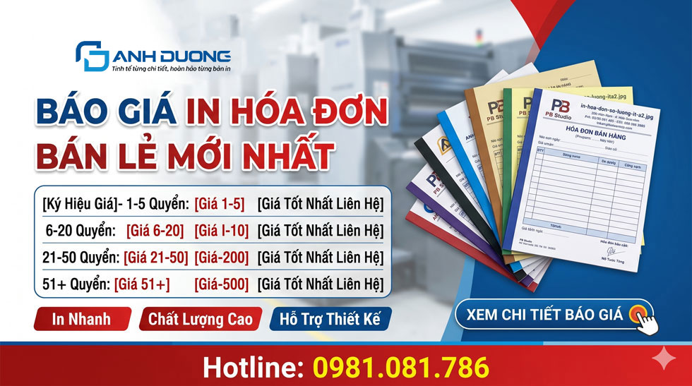 Báo Giá In Hóa Đơn Bán Lẻ Mới Nhất!