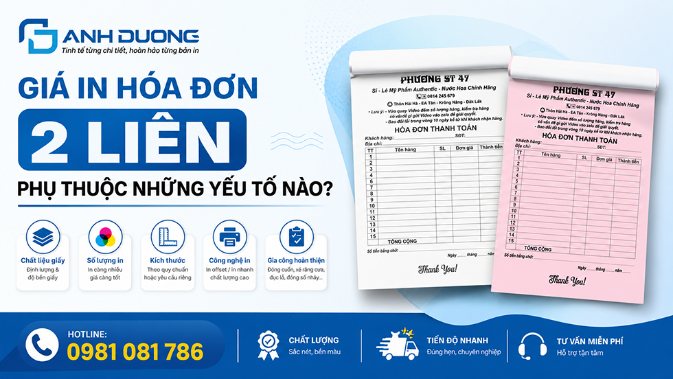 Giá In Hóa Đơn 2 Liên Phụ Thuộc Những Yếu Tố Nào?