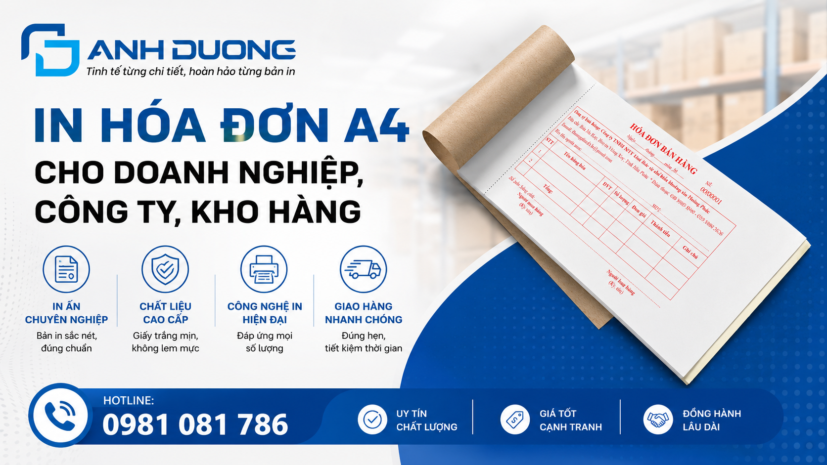 In Hóa Đơn A4 Cho Doanh Nghiệp, Công Ty, Kho Hàng