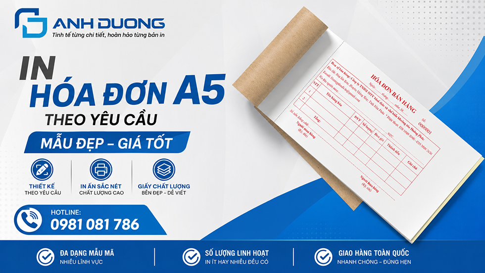 In Hóa Đơn A5 Theo Yêu Cầu, Mẫu Đẹp, Giá Tốt