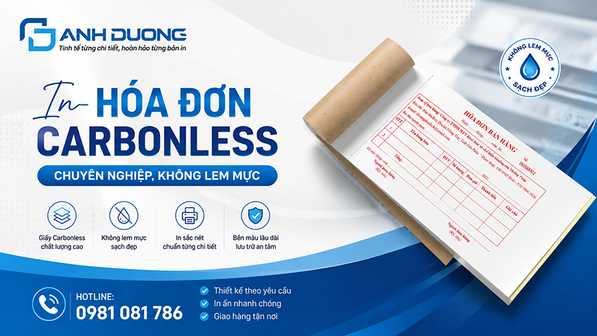 In Hóa Đơn Carbonless Chuyên Nghiệp, Không Lem Mực