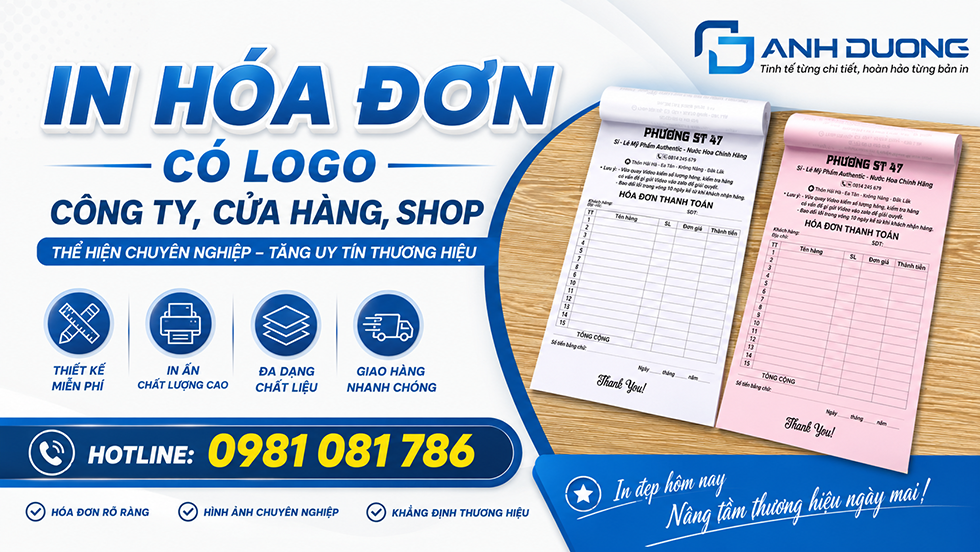 In Hóa Đơn Có Logo Công Ty, Cửa Hàng, Shop