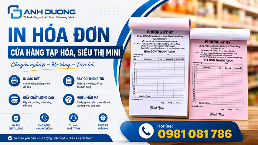 In Hóa Đơn Cửa Hàng Tạp Hóa, Siêu Thị Mini