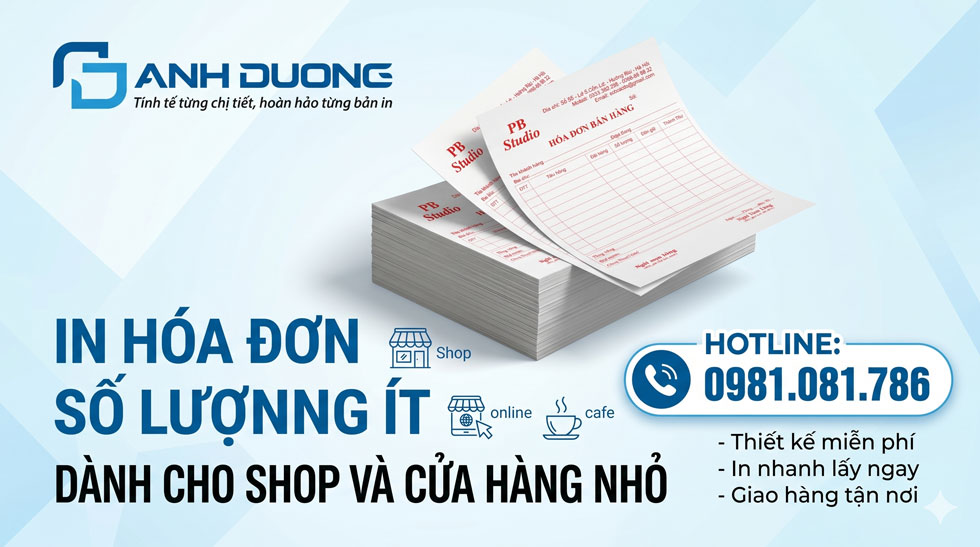 In Hóa Đơn Số Lượng Ít Cho Shop Và Cửa Hàng Nhỏ