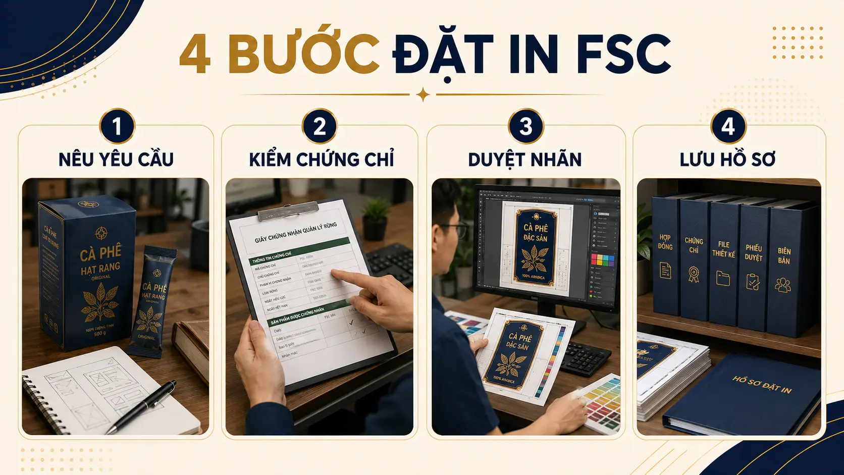 Quy trình đặt in FSC kiểm certificate claim và trademark