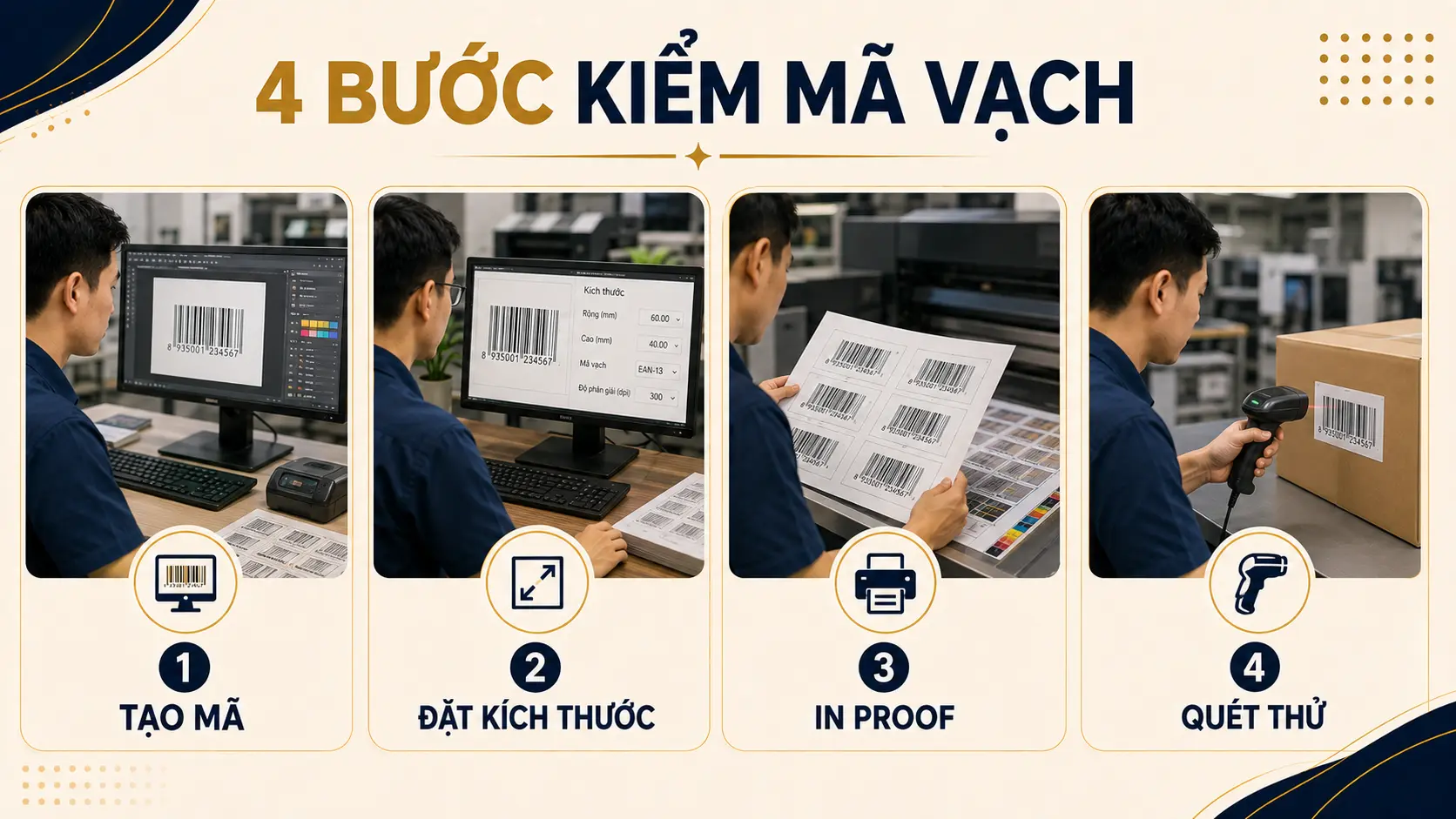 Quy trình kiểm dữ liệu dieline mẫu in và verification mã vạch