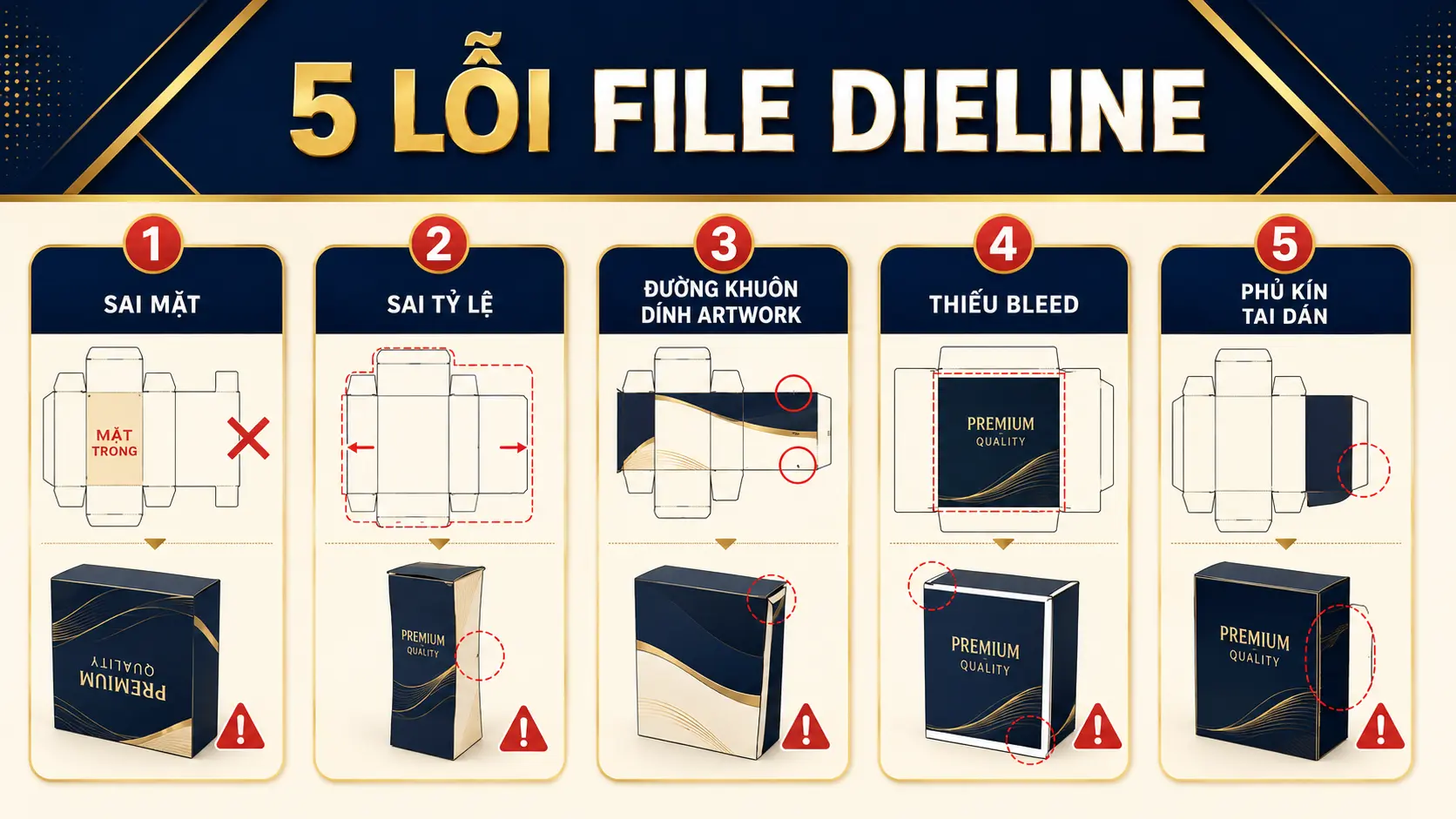 Năm lỗi file dieline thường gặp trước khi sản xuất