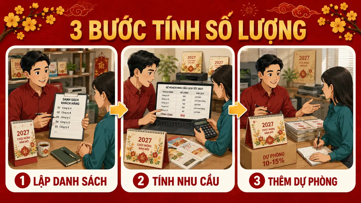 Cách tính số lượng lịch Tết cần in cho doanh nghiệp - checklist và lưu ý
