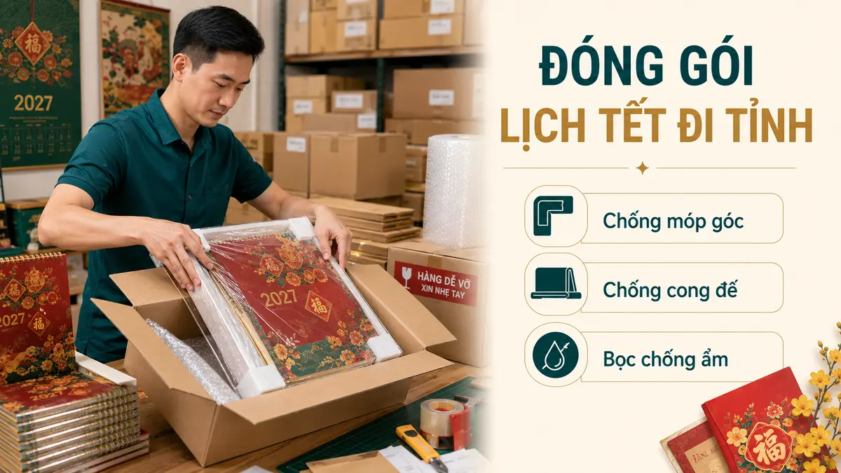 Đóng gói lịch Tết vận chuyển chống móp cong