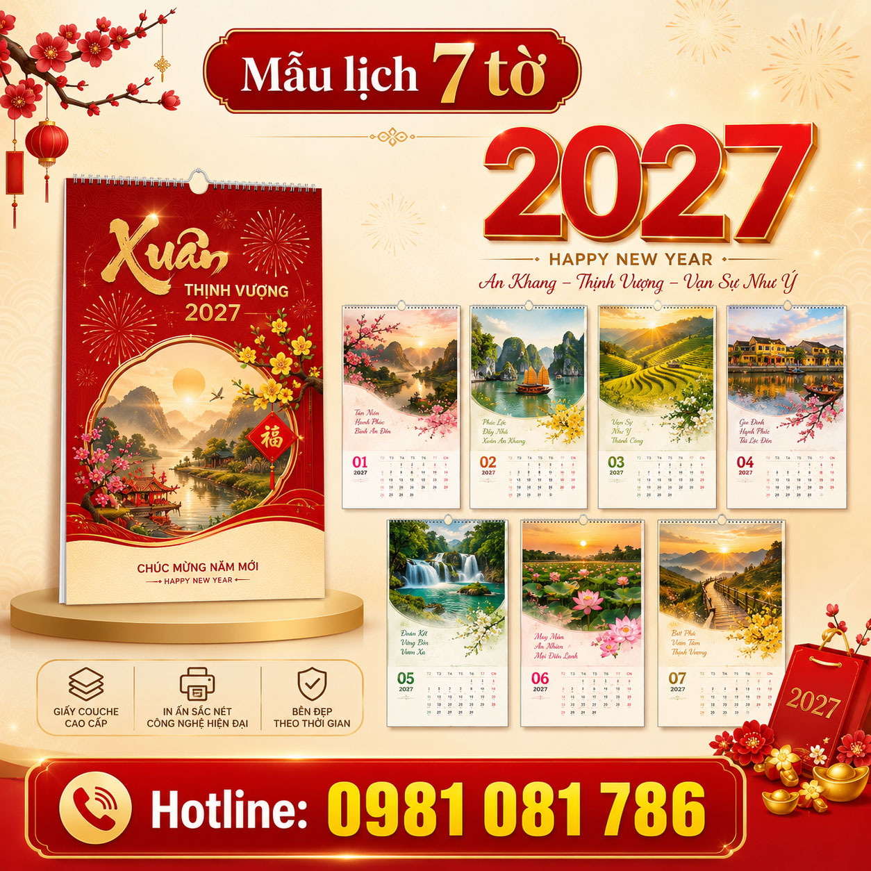 In Offset Hay In Kỹ Thuật Số Cho Lịch Tết? So Sánh Chi Tiết 2 Mẫu lịch 7 tờ