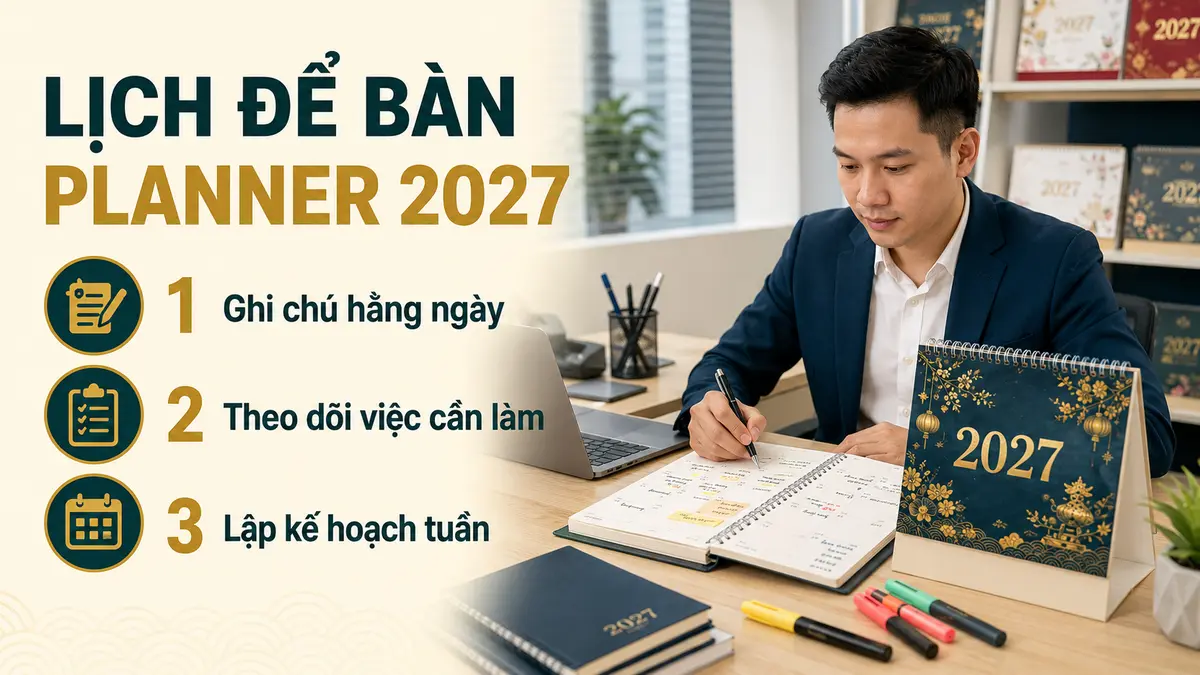 Lịch Để Bàn Planner Là Gì? Mẫu Lịch Có Ghi Chú, To-Do Và Kế Hoạch Tuần 2027 1 Lịch để bàn planner 2027 có ghi chú - hướng dẫn thực tế