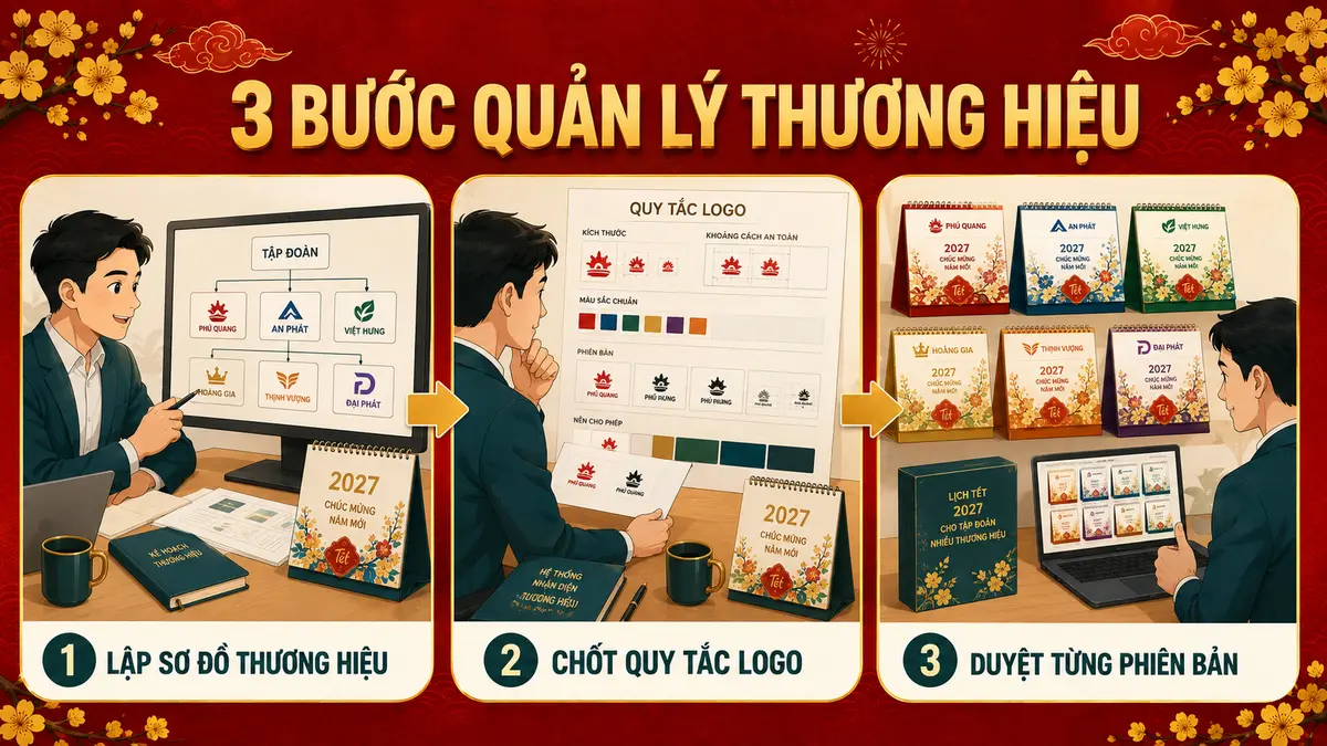 Thiết kế lịch Tết cho tập đoàn nhiều thương hiệu - checklist và lưu ý