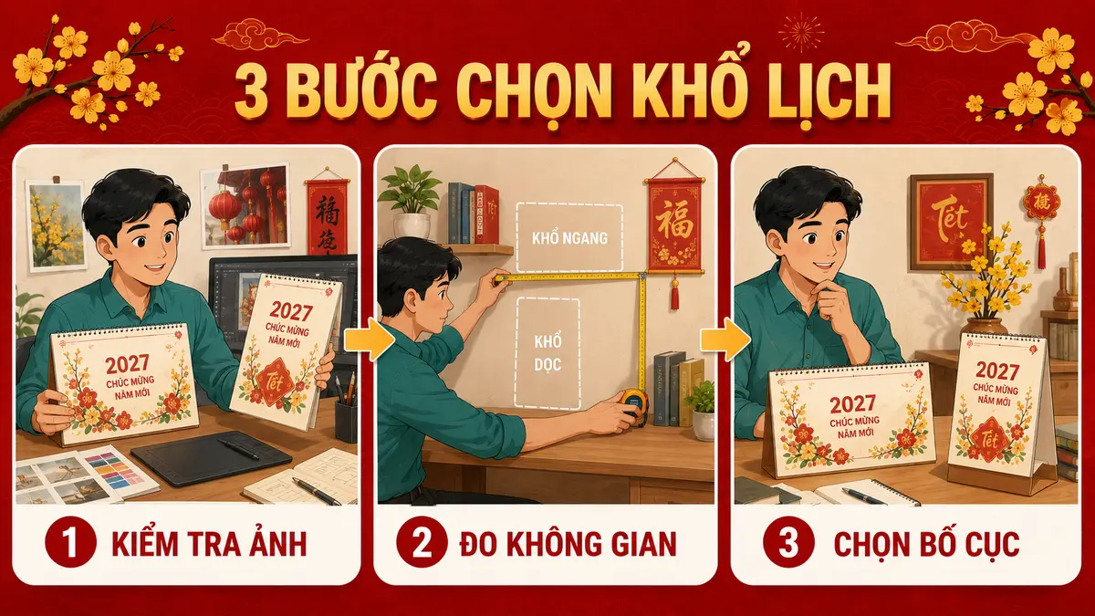 So sánh lịch Tết khổ ngang và khổ dọc - checklist và lưu ý