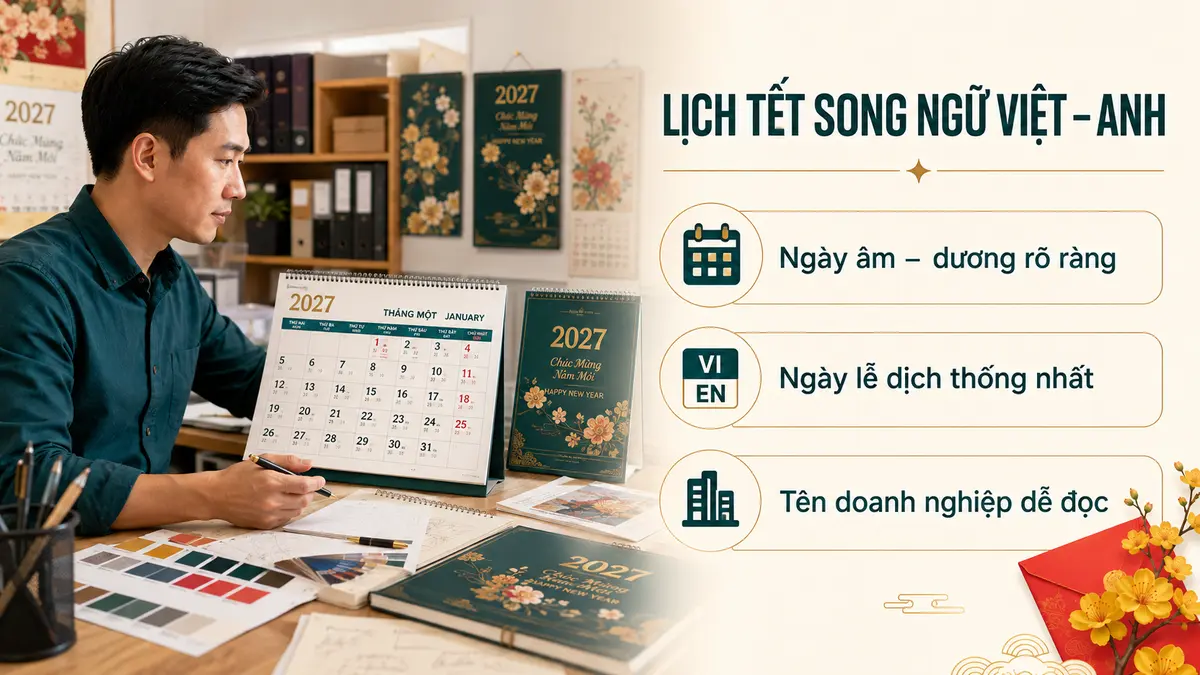 Thiết kế lịch Tết song ngữ Việt Anh 2027