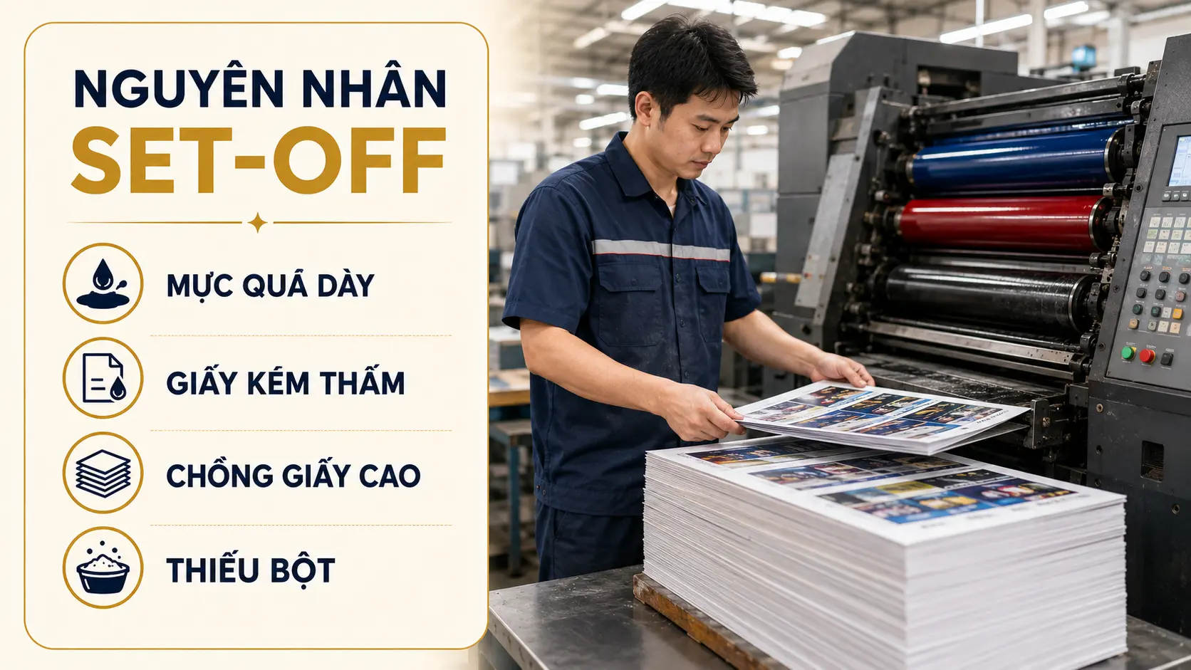 Set-off là gì? Vì sao mực dính sang mặt sau và cách phòng tránh 1 Hiện tượng set-off mực truyền sang mặt sau tờ in