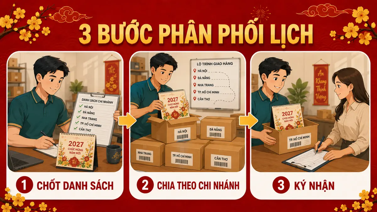 Phân phối lịch Tết cho nhiều chi nhánh - checklist và lưu ý