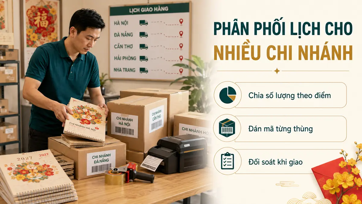 Phân phối lịch Tết cho nhiều chi nhánh