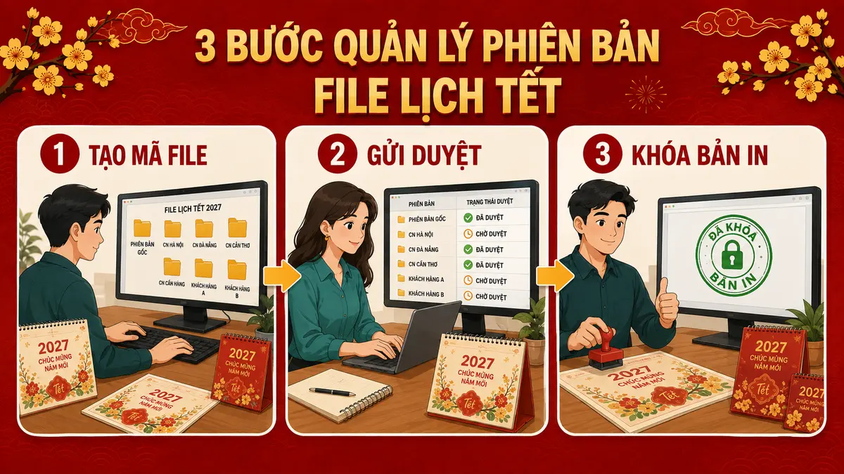 Quản lý phiên bản file lịch Tết - checklist và lưu ý
