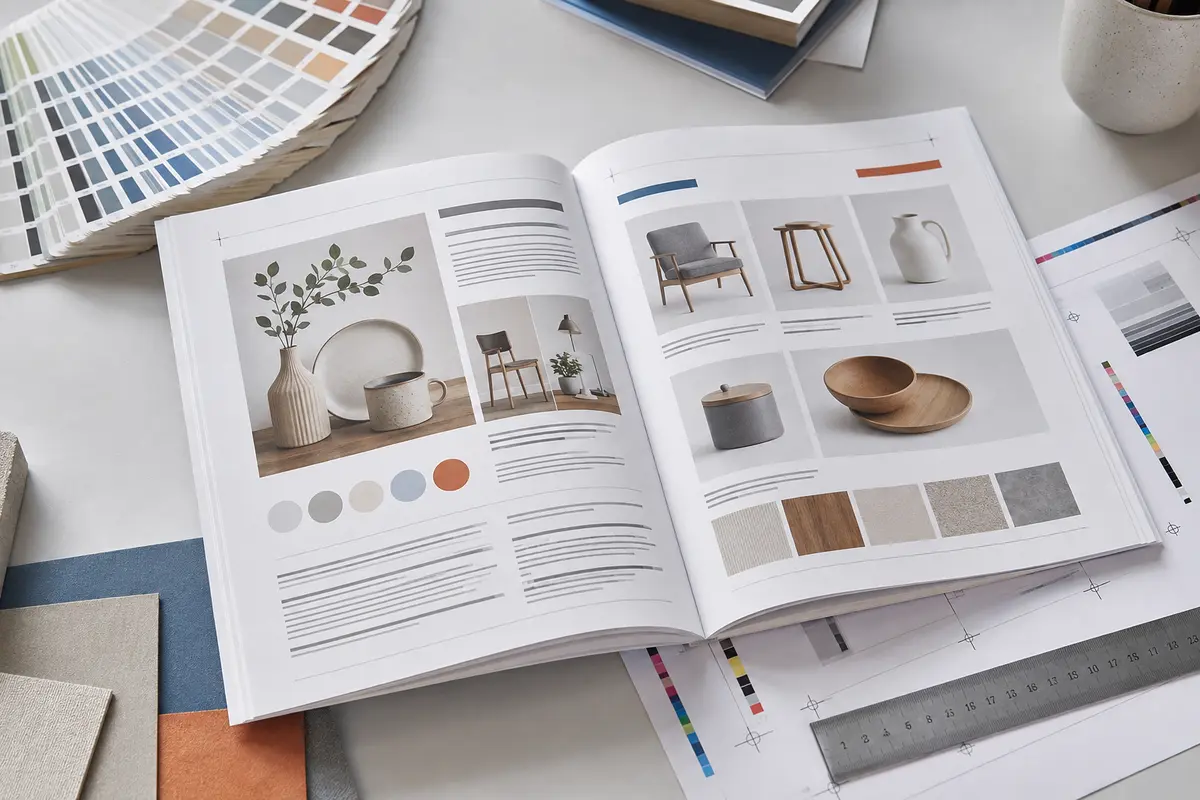 Mẫu catalogue được chuẩn bị nội dung và bố cục trước khi in nhanh