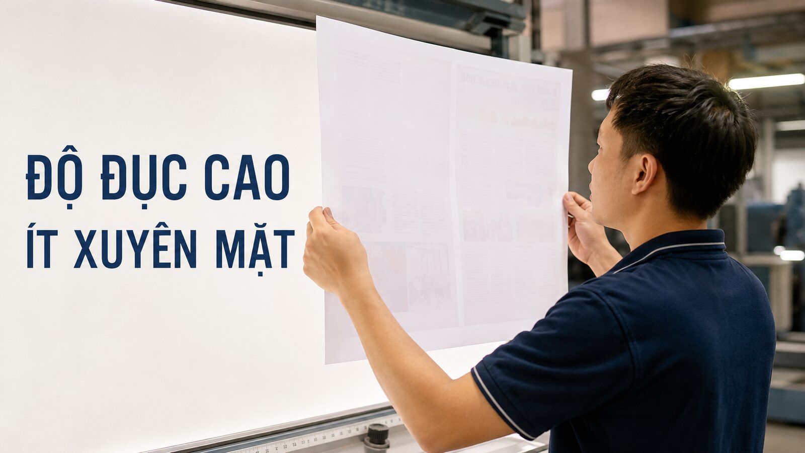 Độ đục của giấy in được kiểm tra tại xưởng Ánh Dương
