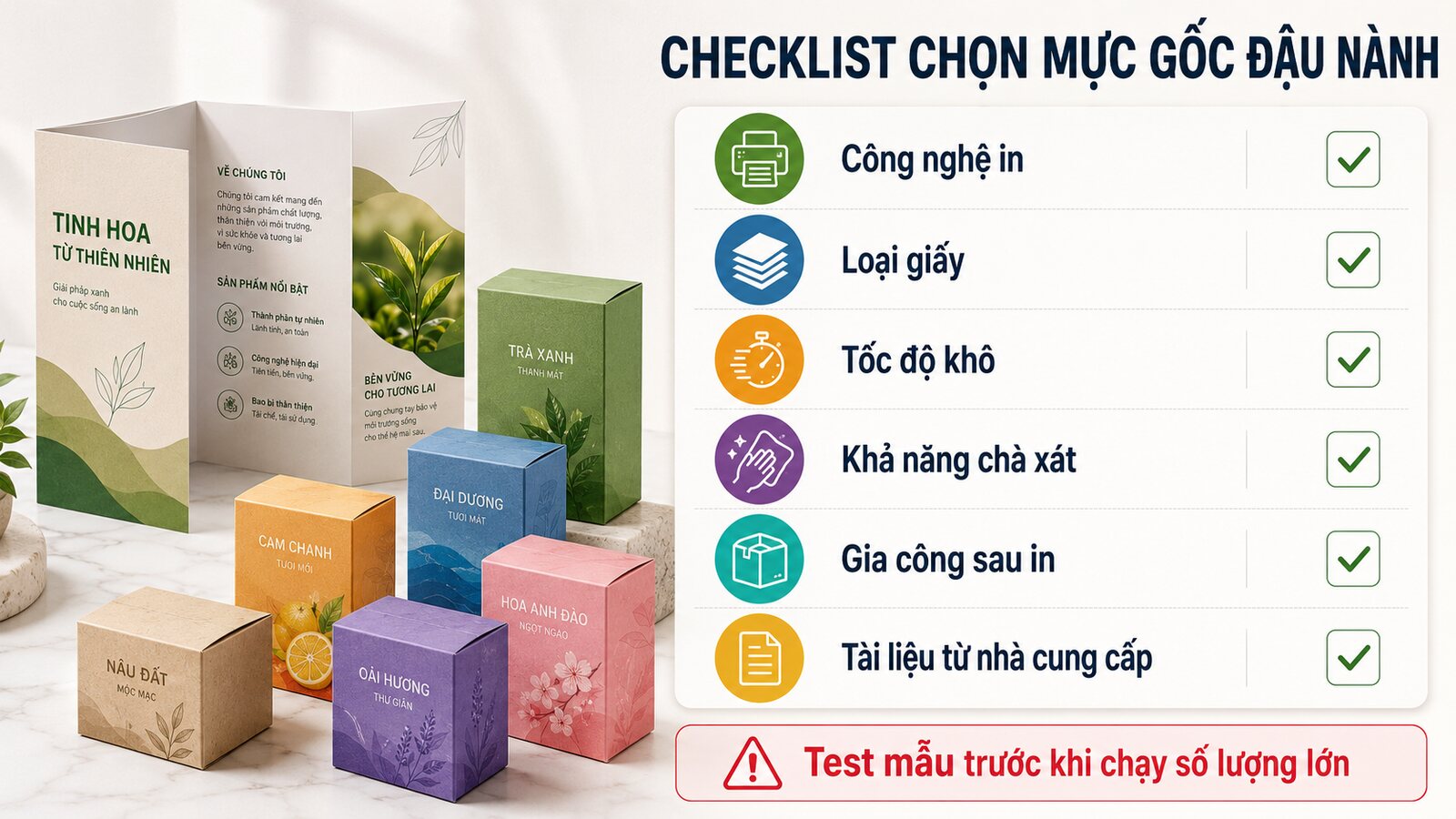 Checklist chọn và kiểm tra mực gốc đậu nành trước sản xuất
