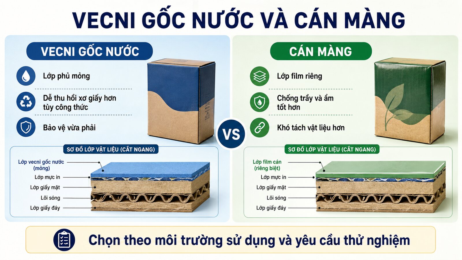 Vecni gốc nước cho bao bì giấy: Khi nào nên sử dụng? 2 So sánh vecni gốc nước và cán màng trên bao bì giấy
