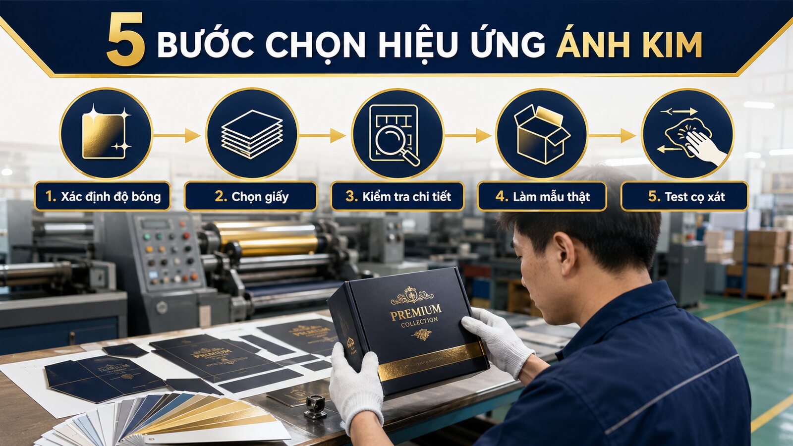 Mực nhũ kim loại hay ép kim: Giải pháp nào phù hợp hơn? 3 Năm bước chọn mực nhũ kim loại hoặc ép kim