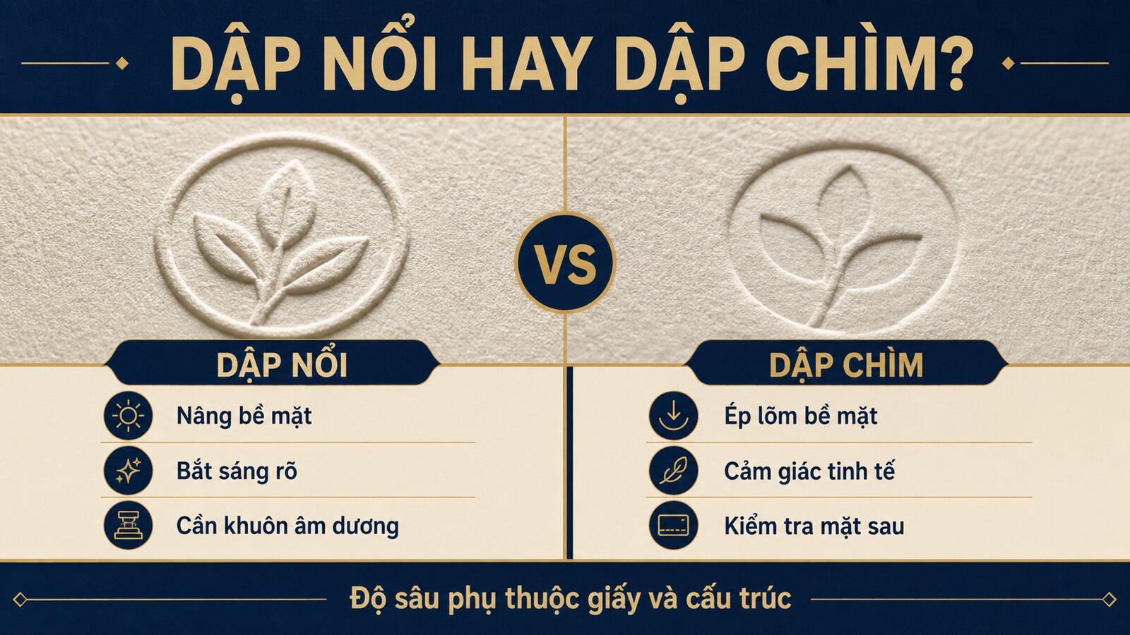 So sánh dập nổi và dập chìm cho logo bao bì