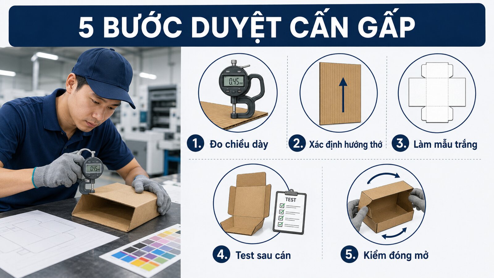 Cấn đường gấp là gì? Cách tránh nứt mực trên giấy dày 3 Checklist nghiệm thu cấn đường gấp giấy dày