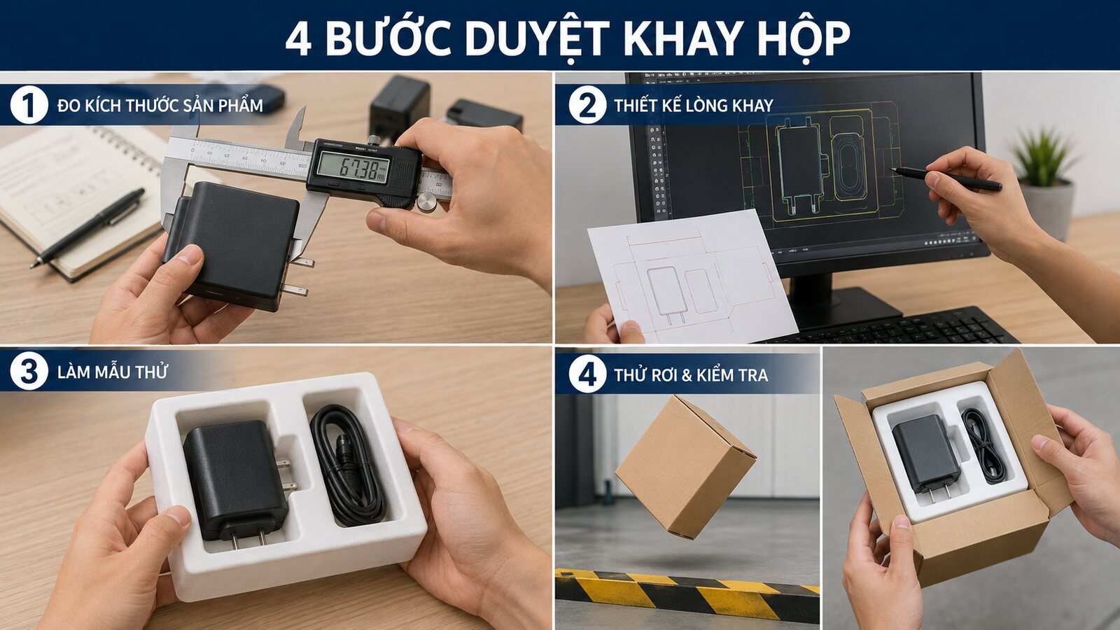 Bốn bước duyệt khay định hình hộp