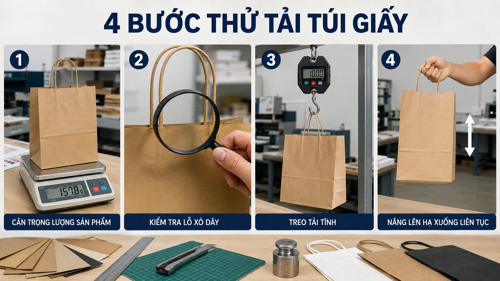Bốn bước thử tải túi giấy