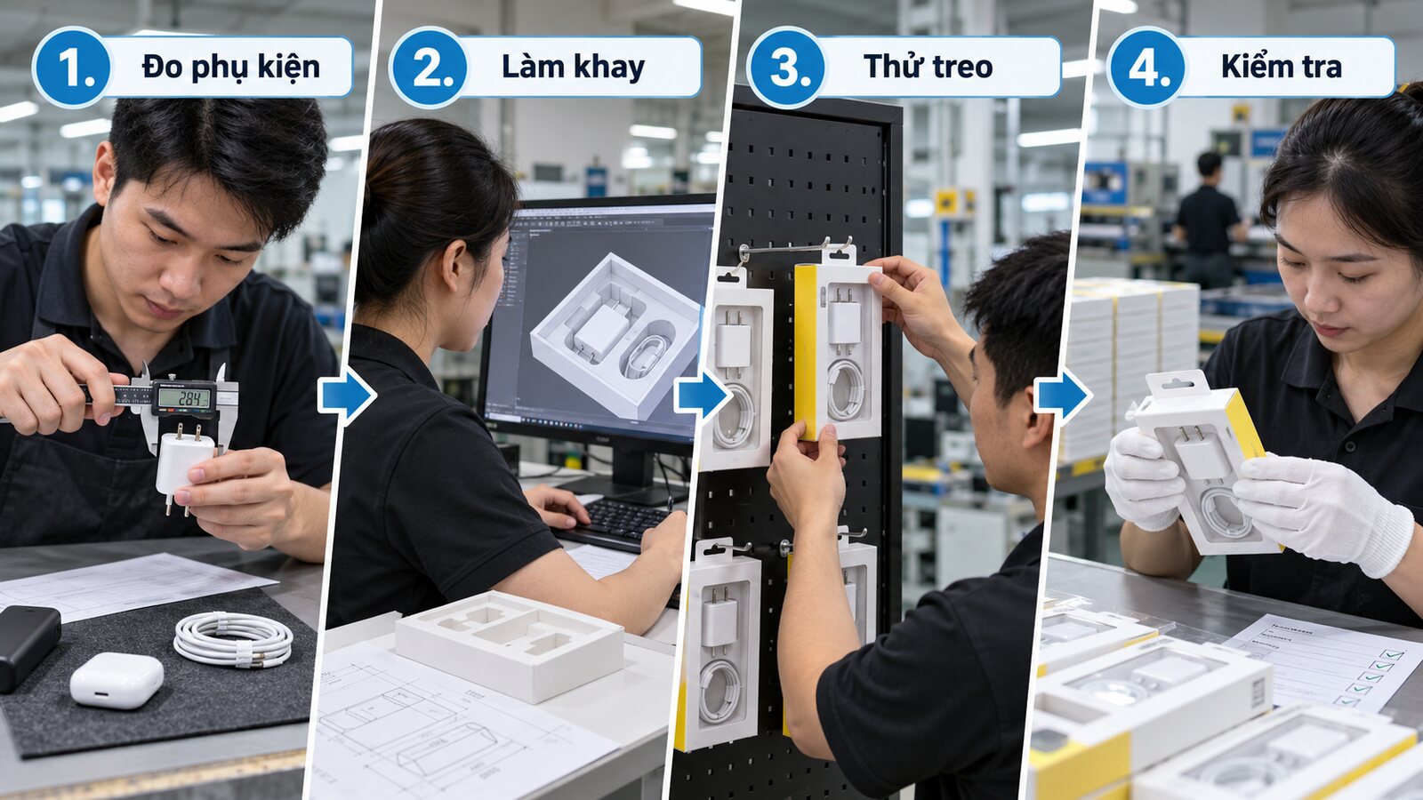 Quy trình làm hộp phụ kiện điện thoại