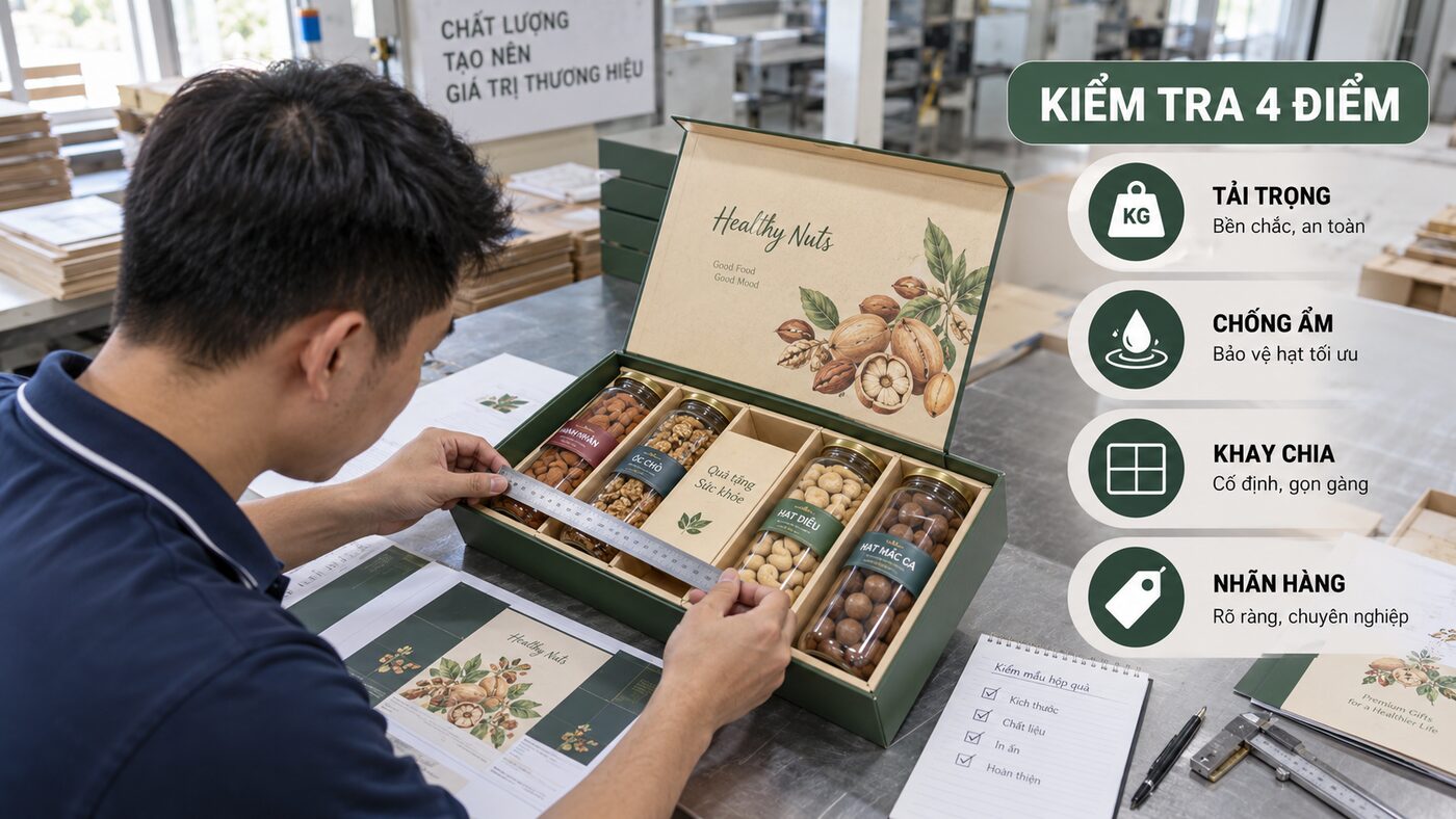 Checklist kiểm tra tải trọng chống ẩm khay chia và nhãn hộp hạt