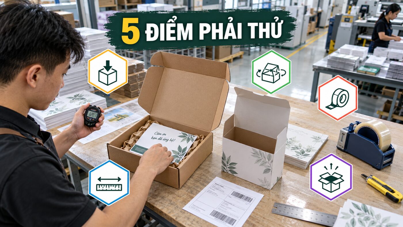 Mailer box hay hộp nắp gài: Chọn kết cấu nào cho bán hàng online? 2 Checklist chọn mailer box hoặc hộp nắp gài theo tải trọng và vận chuyển