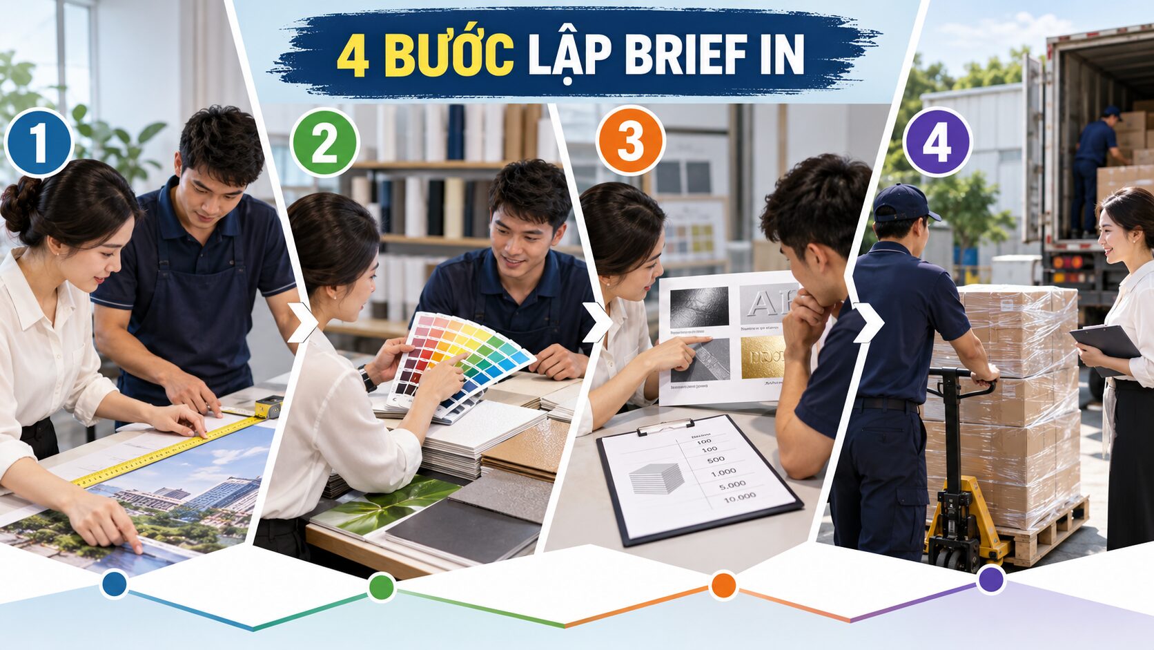 Bảng thông số đặt in chuẩn: Mẫu brief giúp báo giá chính xác 3 Bốn bước đo chọn vật liệu khóa gia công và giao hàng khi lập brief in