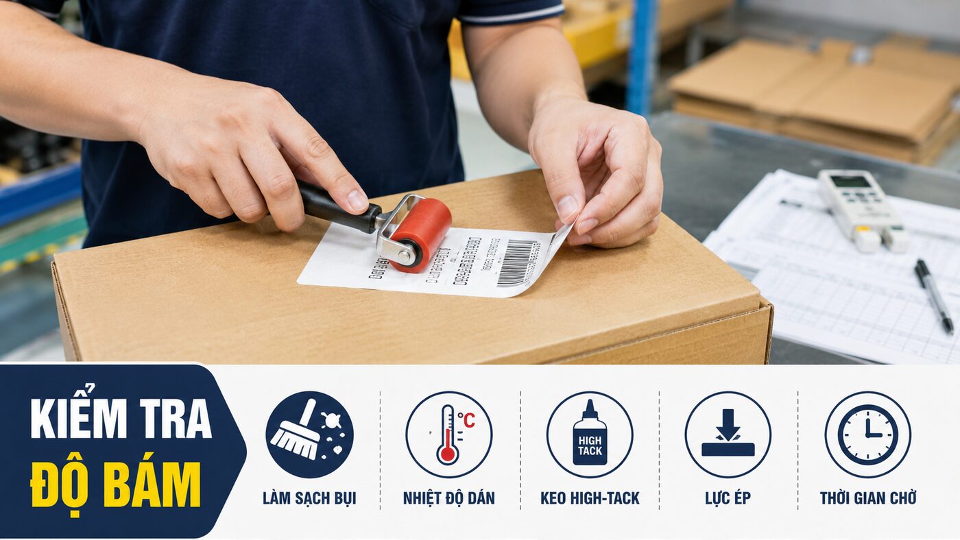 Checklist kiểm tra độ bám tem trên carton nhám