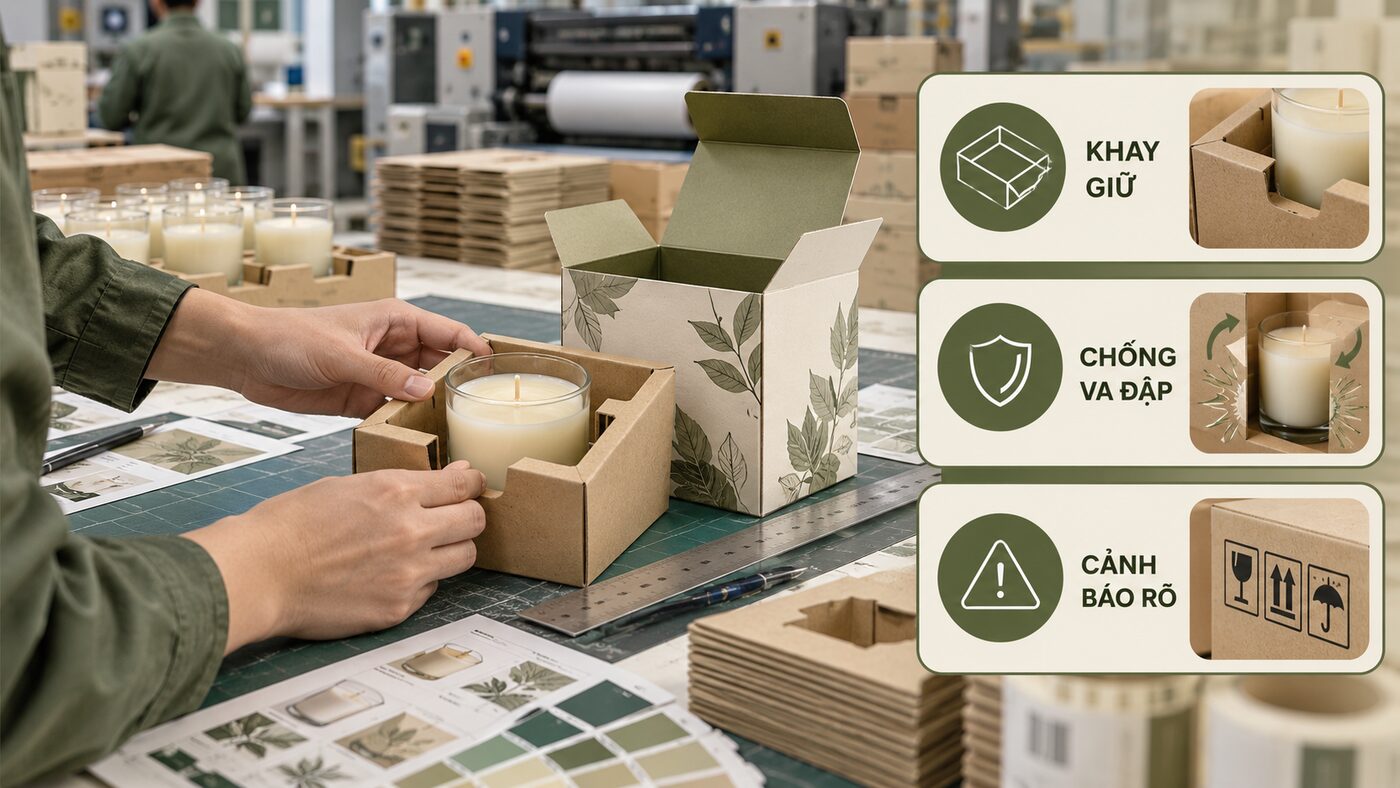 Checklist kiểm tra khay và hộp giấy đựng nến thơm