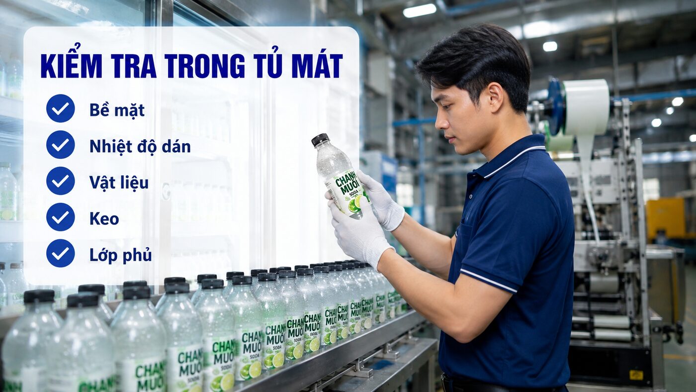 Checklist kiểm tra tem chai và ly trong tủ mát