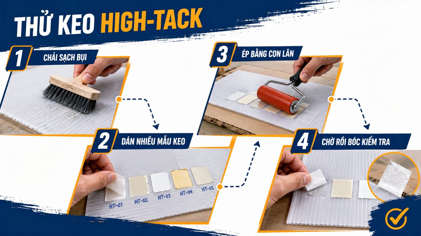 Quy trình thử keo high tack trên bề mặt nhám