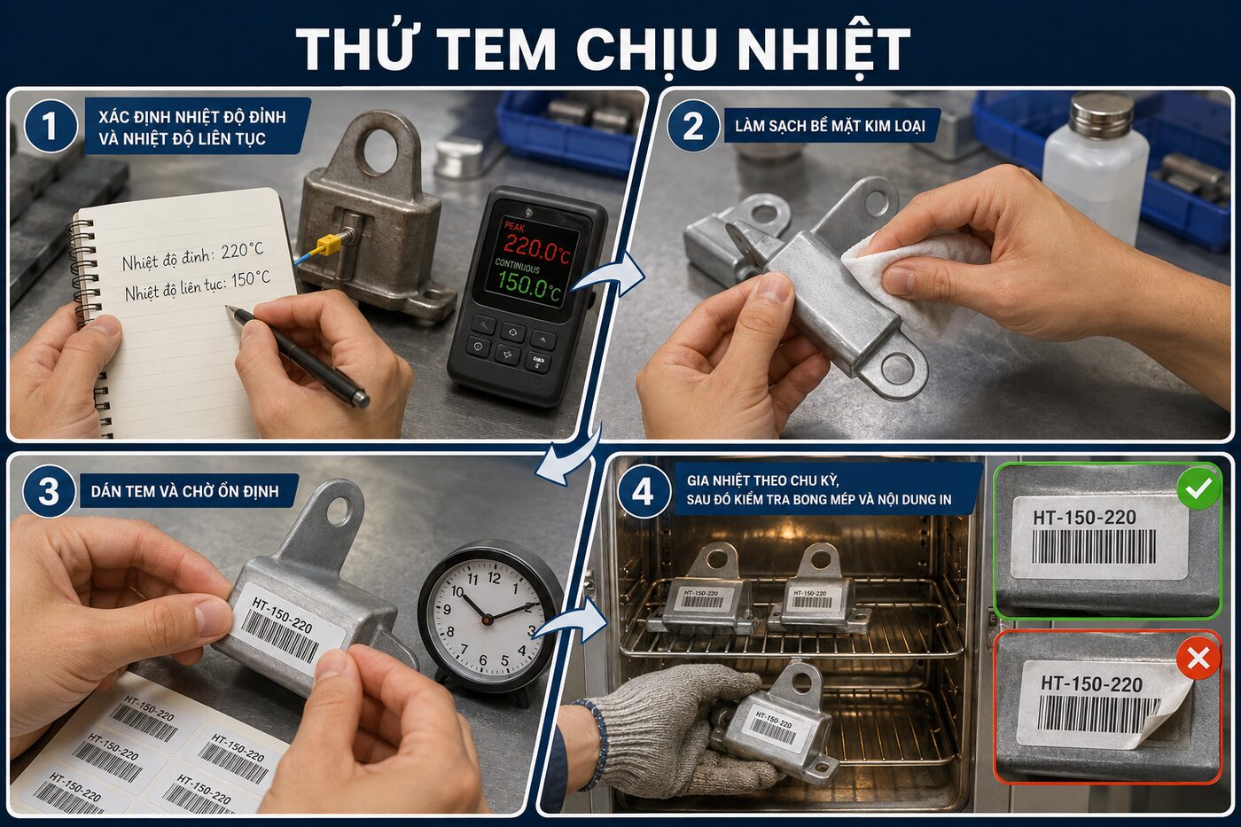 Bốn bước thử tem chịu nhiệt qua chu kỳ nóng nguội