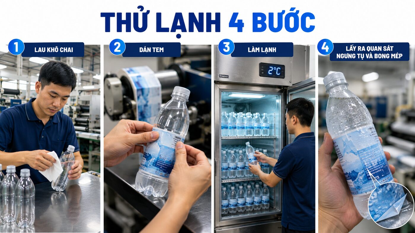 Quy trình thử lạnh bốn bước cho tem nhãn