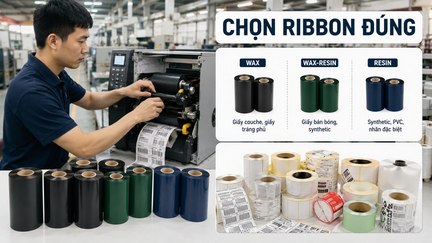 Ribbon wax resin cho tem nhãn: Cách chọn wax, wax-resin và resin 1 Kỹ thuật viên chọn ribbon wax resin cho tem nhãn