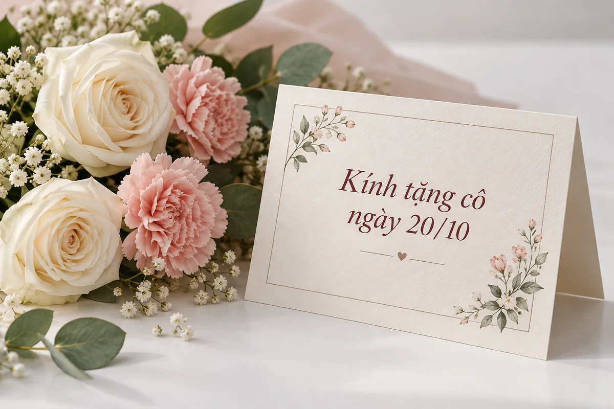 Hoa và thiệp chúc mừng ngày 20/10 dành cho cô giáo