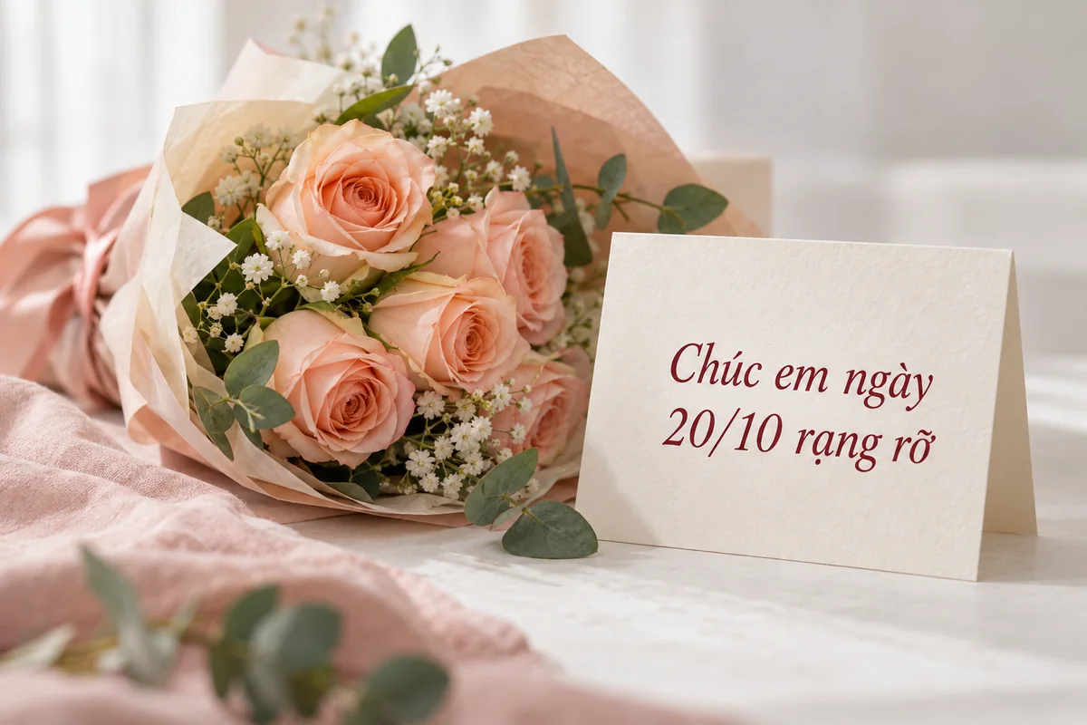 19 lời chúc 20 tháng 10 dành cho em gái 1 Hoa và thiệp chúc mừng ngày 20/10 dành cho em gái