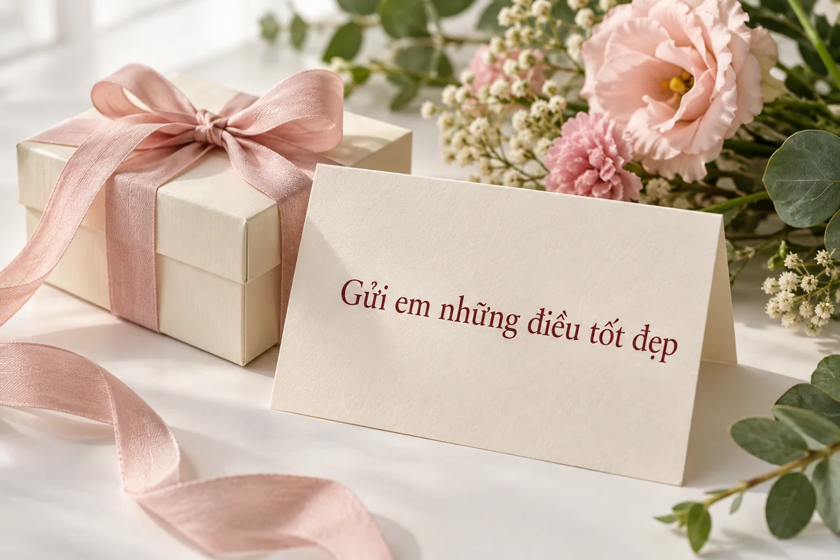 19 lời chúc 20 tháng 10 dành cho em gái 3 Hộp quà giấy và thiệp 20/10 gửi lời chúc tới em gái