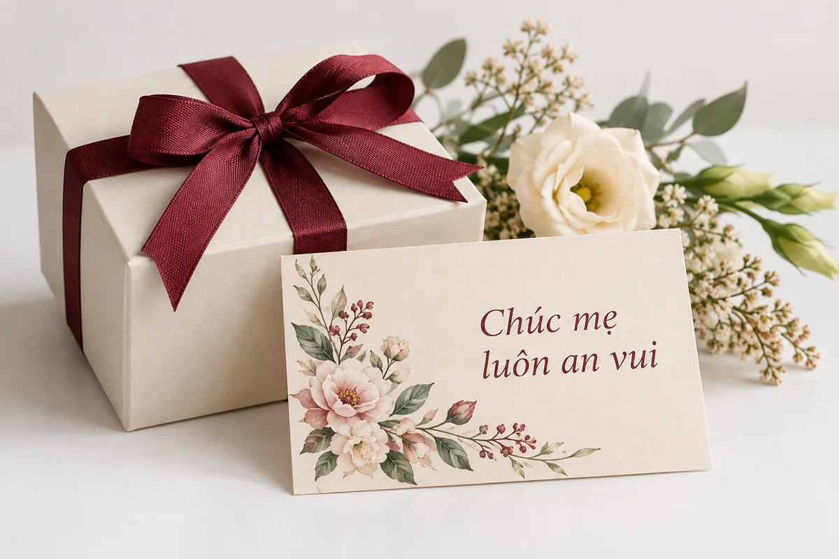 20 lời chúc 20 tháng 10 dành cho mẹ chồng 3 Hộp quà giấy và thiệp 20/10 gửi lời chúc tới mẹ chồng